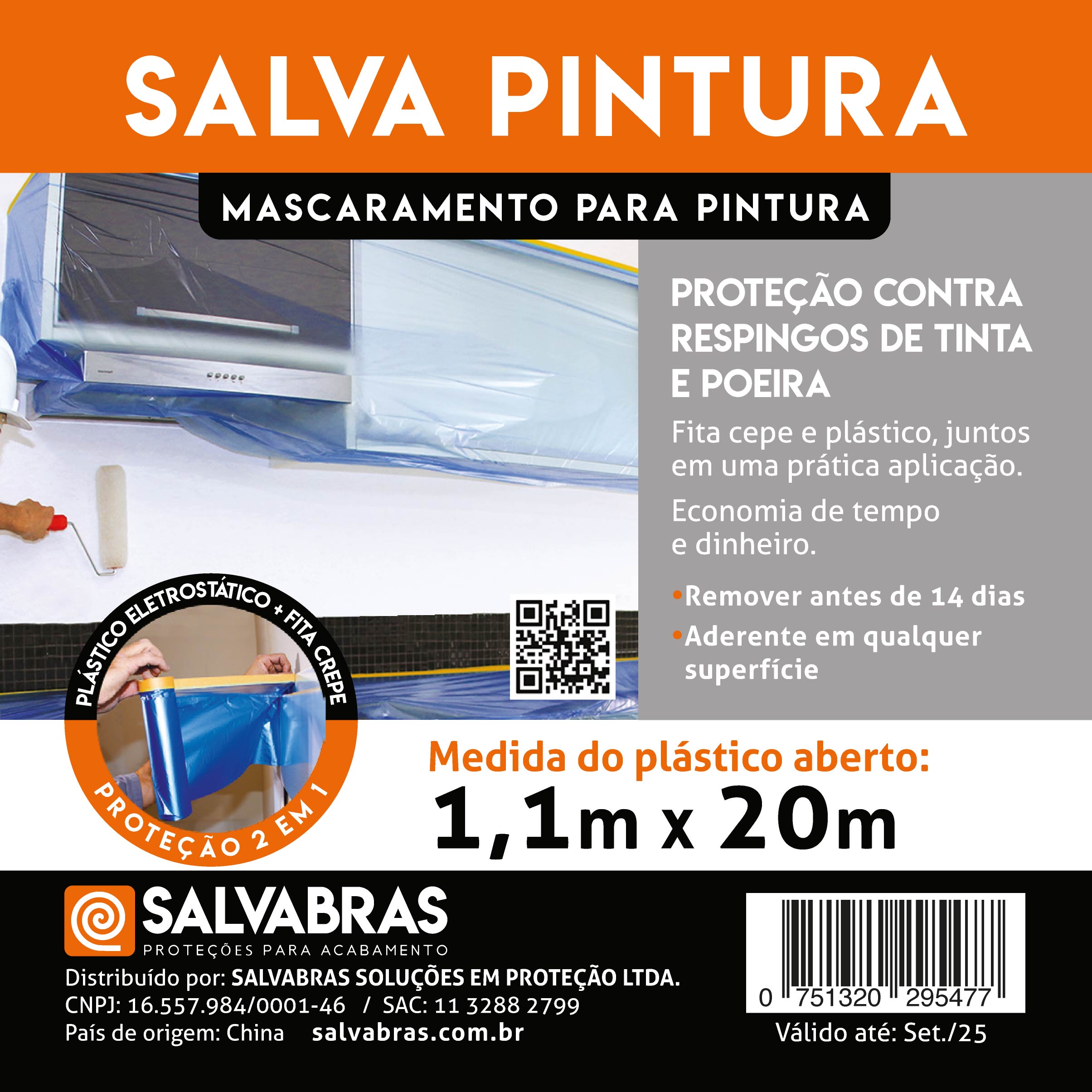 Nylon Con Cinta SalvaPintura Con Dispensador 1.10mt x 20mt