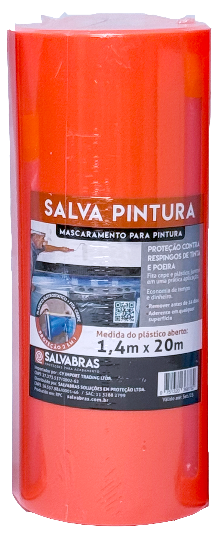 Nylon Con Cinta SalvaPintura Con Dispensador1.40mt x 20mt