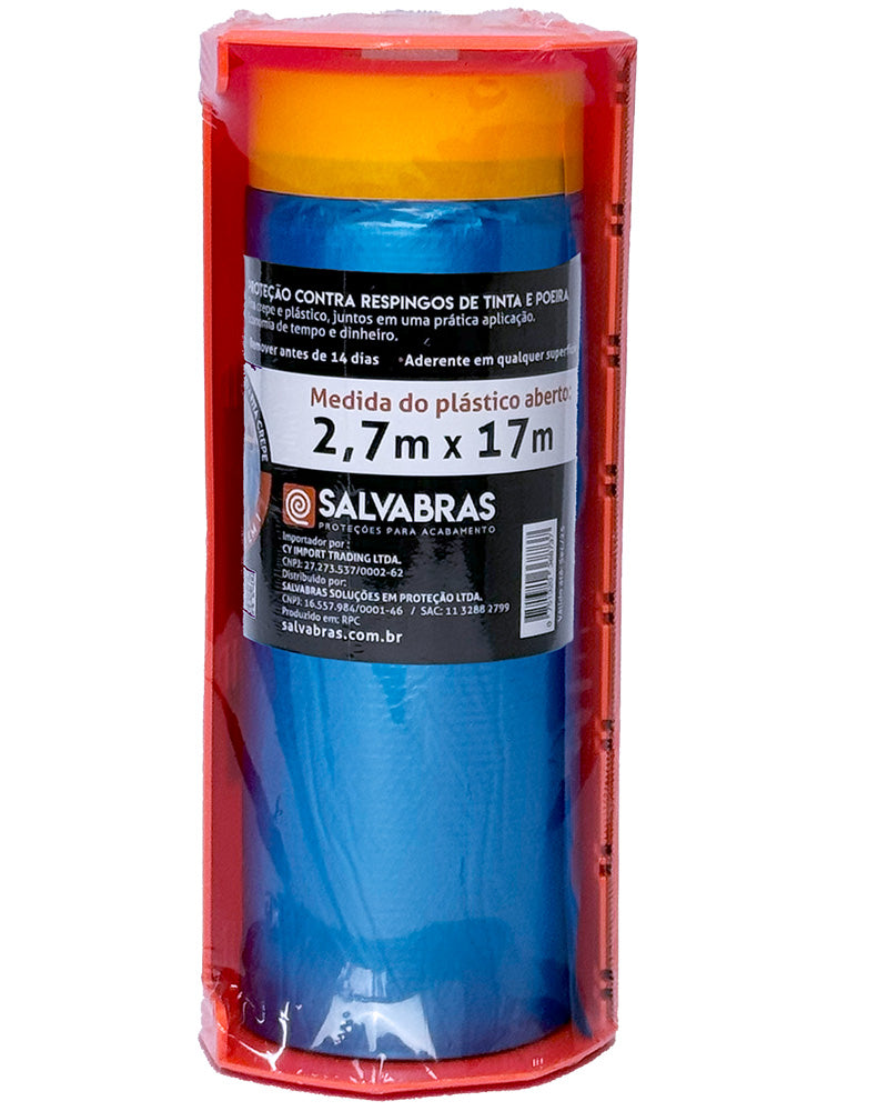 Nylon Con Cinta SalvaPintura Con Dispensador 2.70 mt x 17 mt