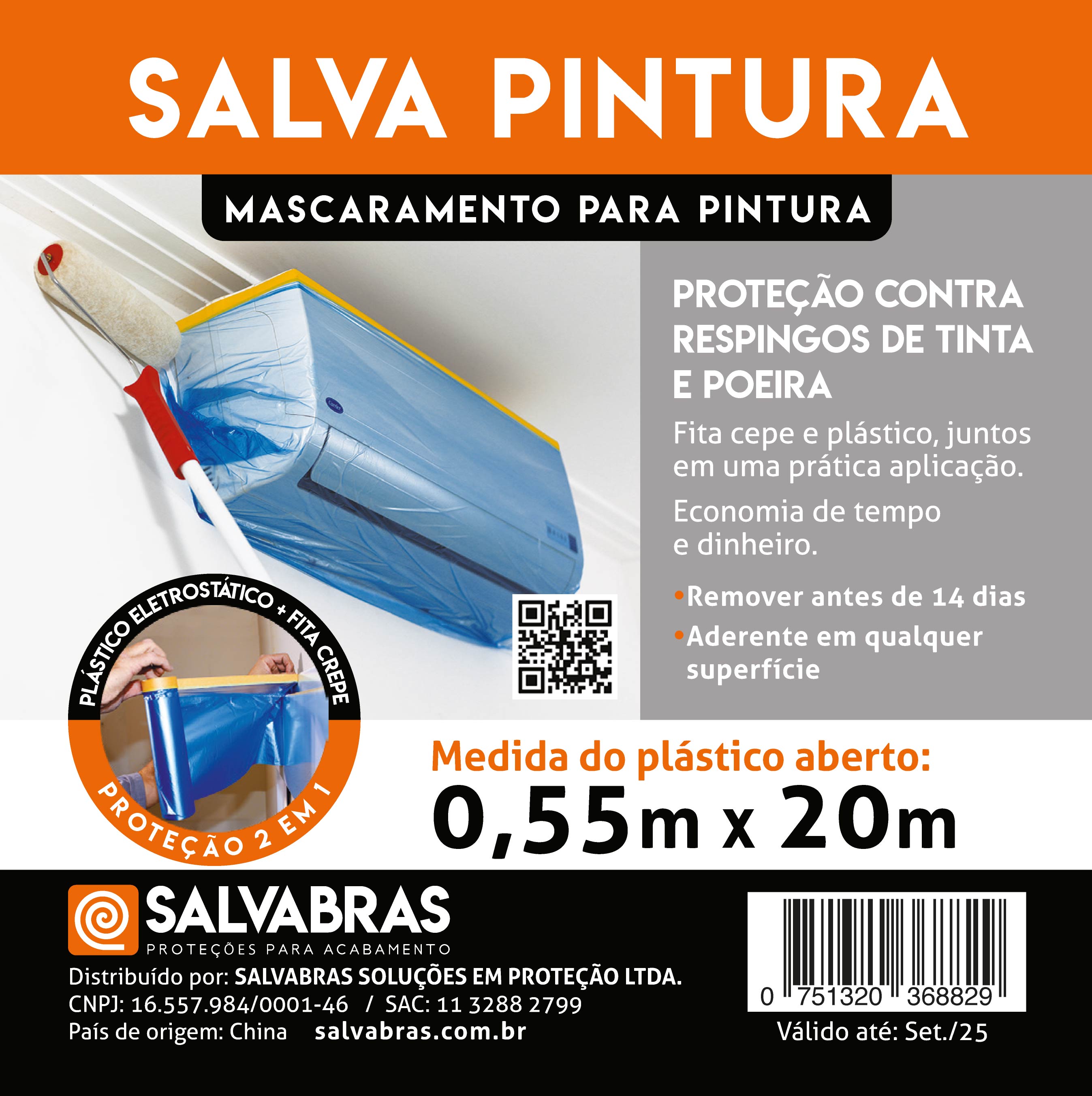 Nylon Con Cinta SalvaPintura Con Dispensador 0.55mt x 20mt